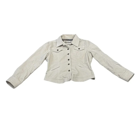 Live a Little Corduroy Jacket Buttons Flare Cream Size Large L - Picture 4 of 16